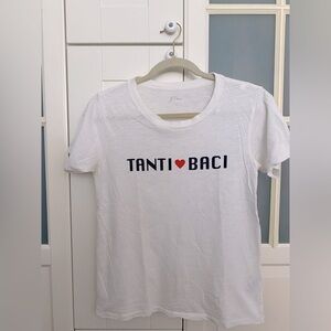 Preloved JCrew Women’s Printed “Tanto Baci” Cotton T-shirt White Sz S